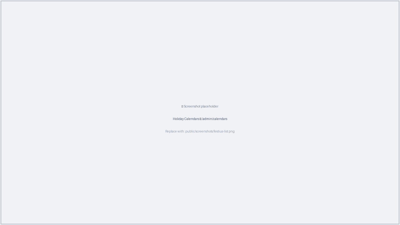 List of holiday calendars in MyChronos with options to view, edit, and delete